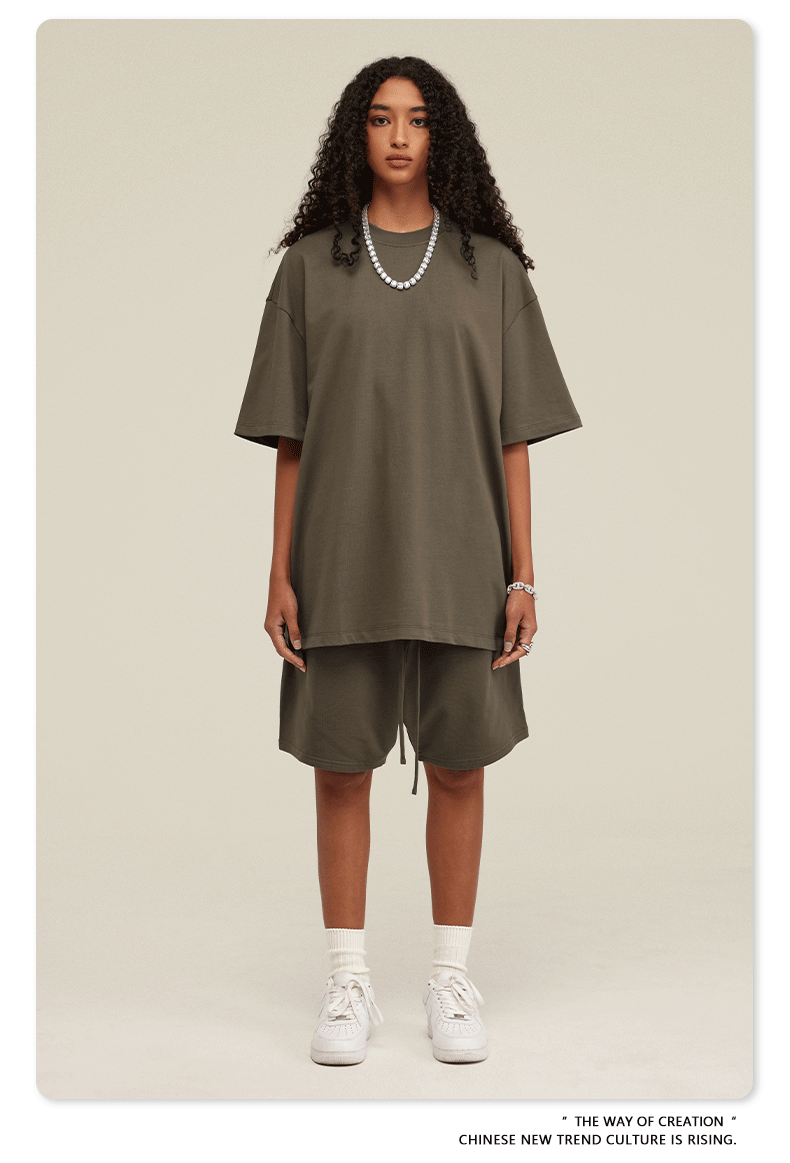 Be Men's 2024 Spring and Summer 305G Heavy T-shirt Men's American Cotton Fashion Brand Solid Color Short Sleeve Teen T-shirt