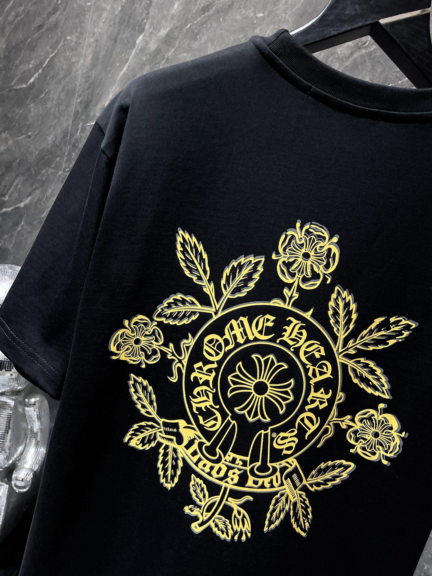 Chrome Hearts T-shirt Horseshoe Sanskrit Cross round Neck Short Sleeve