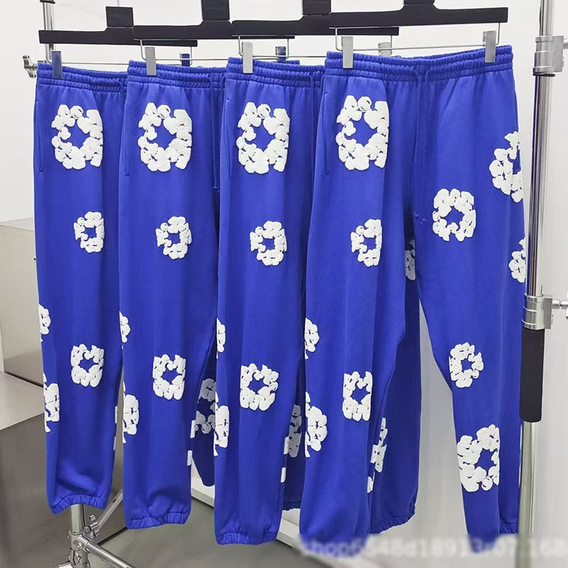 DENIM Puffy Printed 430gsm 100% Cotton Long Pants Sweater for women and men