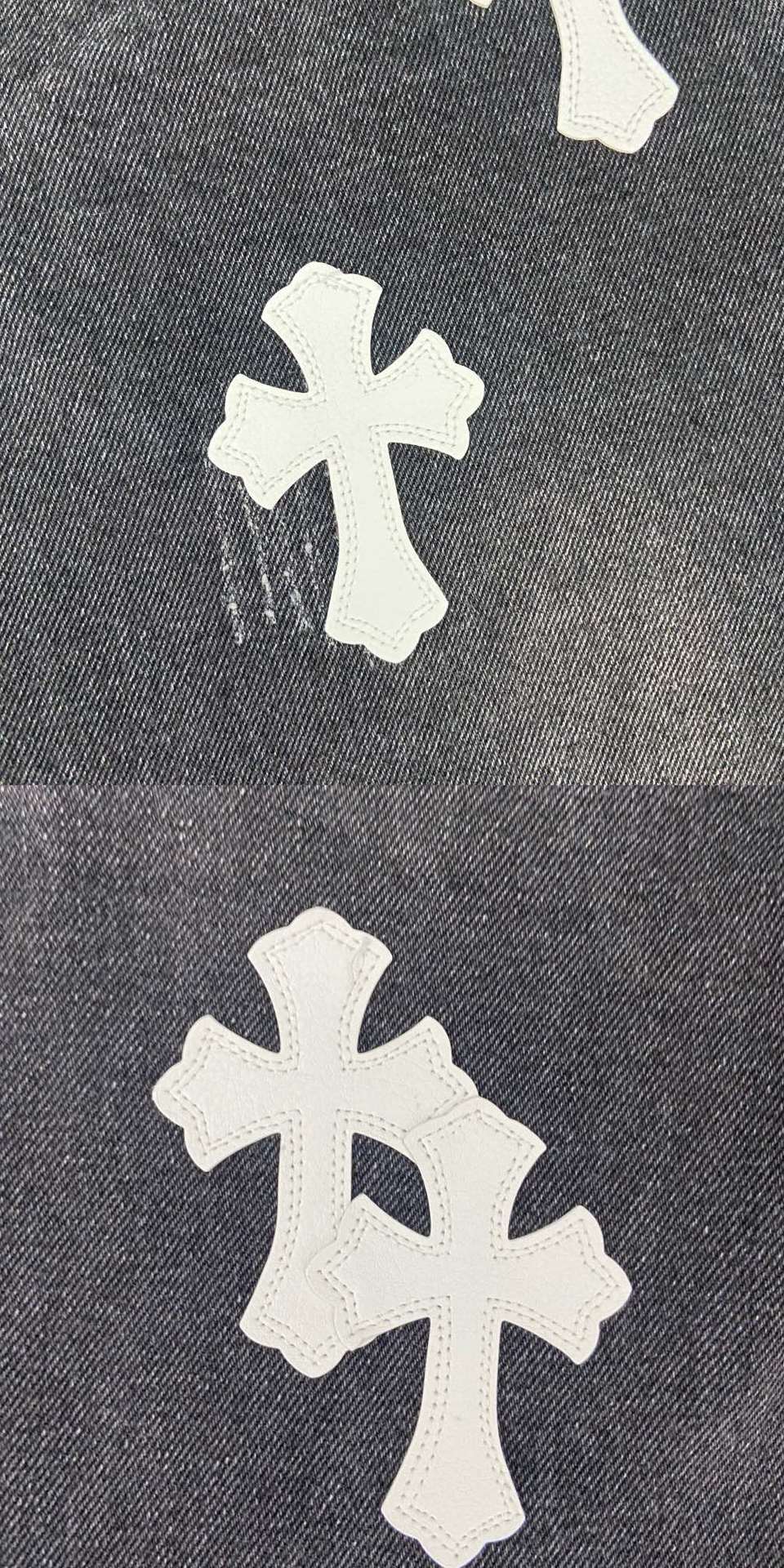 Chrome Hearts Jeans Color Leather Black Washed Jeans