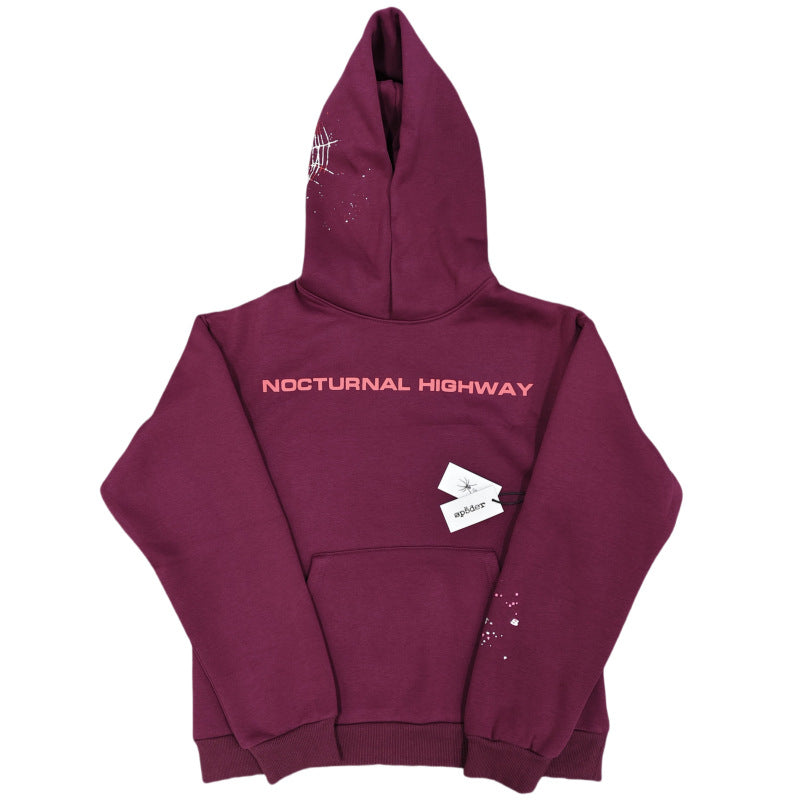 spider 555555 Burgundy Trendy Couple Hoodie Sweatshirt