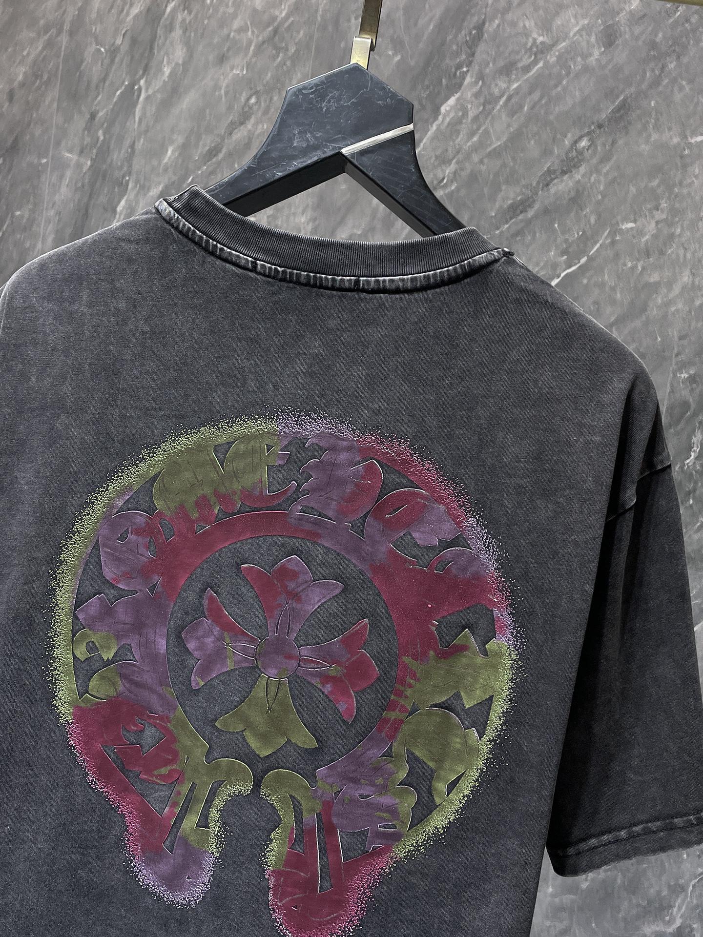 Chrome Hearts T-shirt Horseshoe Sanskrit Cross round Neck Short Sleeve