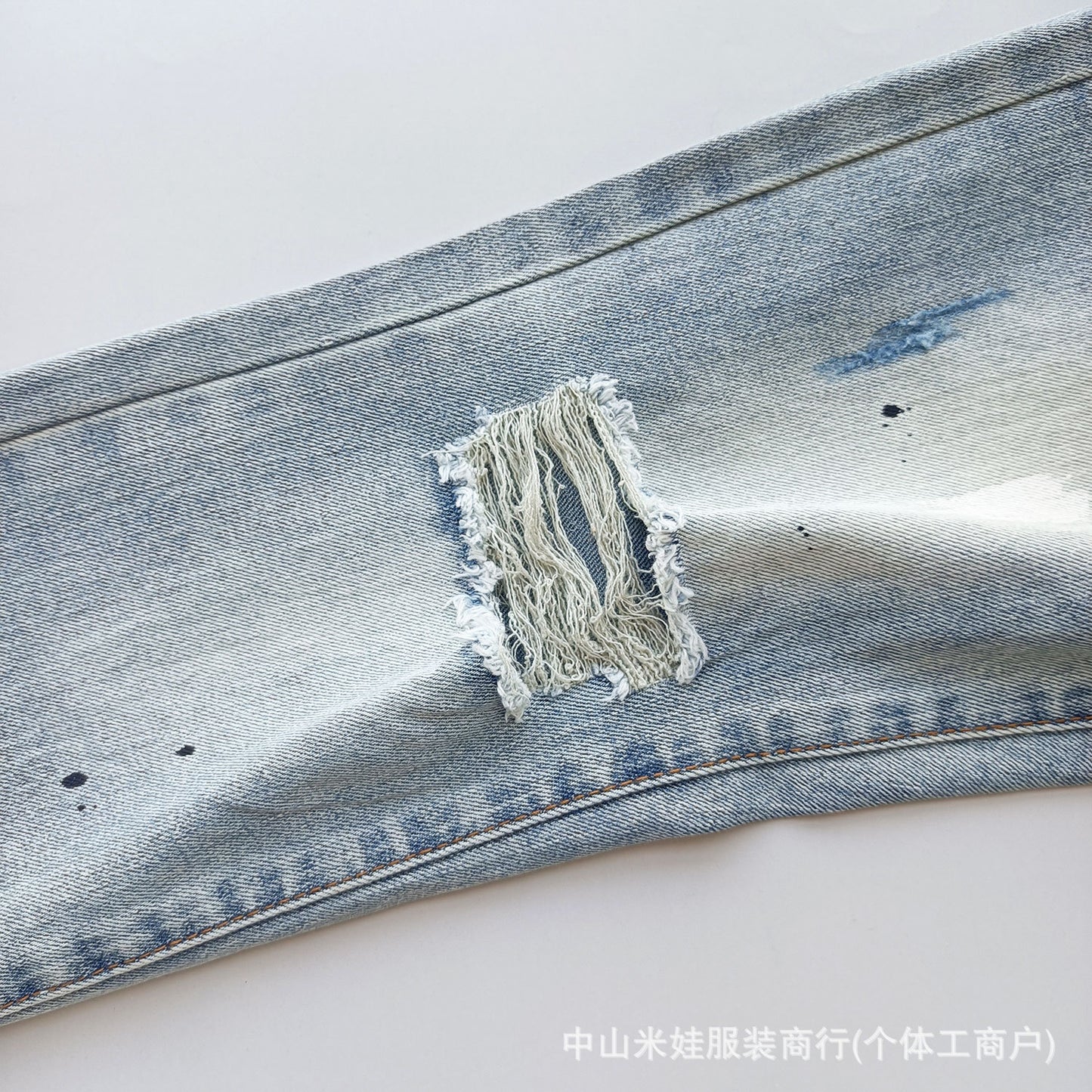 Pp6610 Purple Jeans American Style Hip Hop Ripped Splash-Ink Jeans