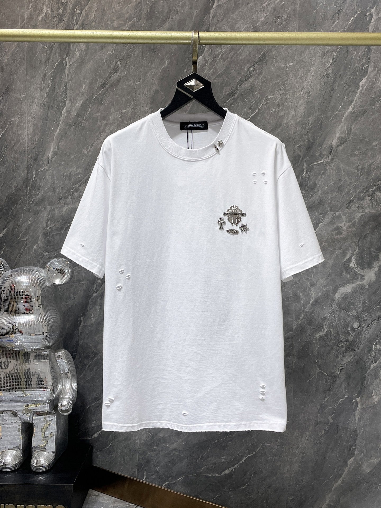 Chrome Hearts T-shirt Horseshoe Sanskrit Cross round Neck Short Sleeve