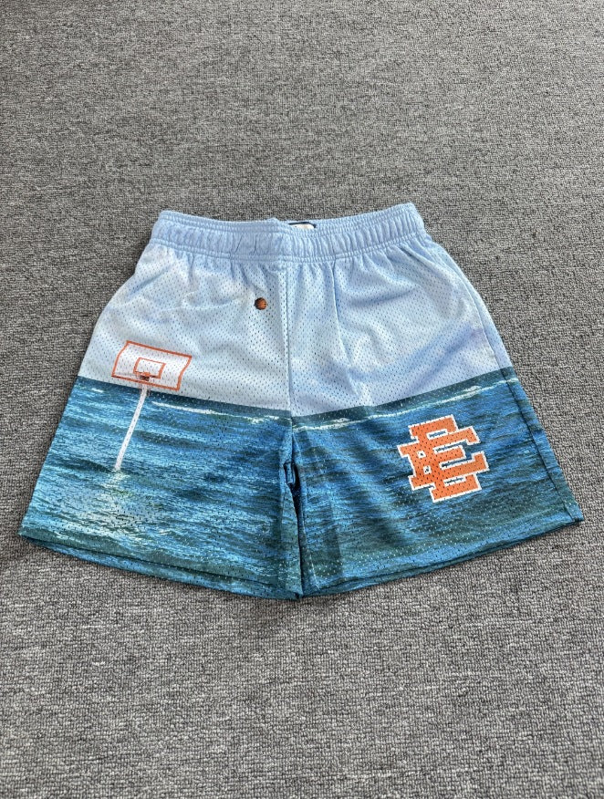 EE3007 Eric Emanuel Quick-Drying Mesh Shorts Men's  Sunrise Oil Painting Style Mesh Sports