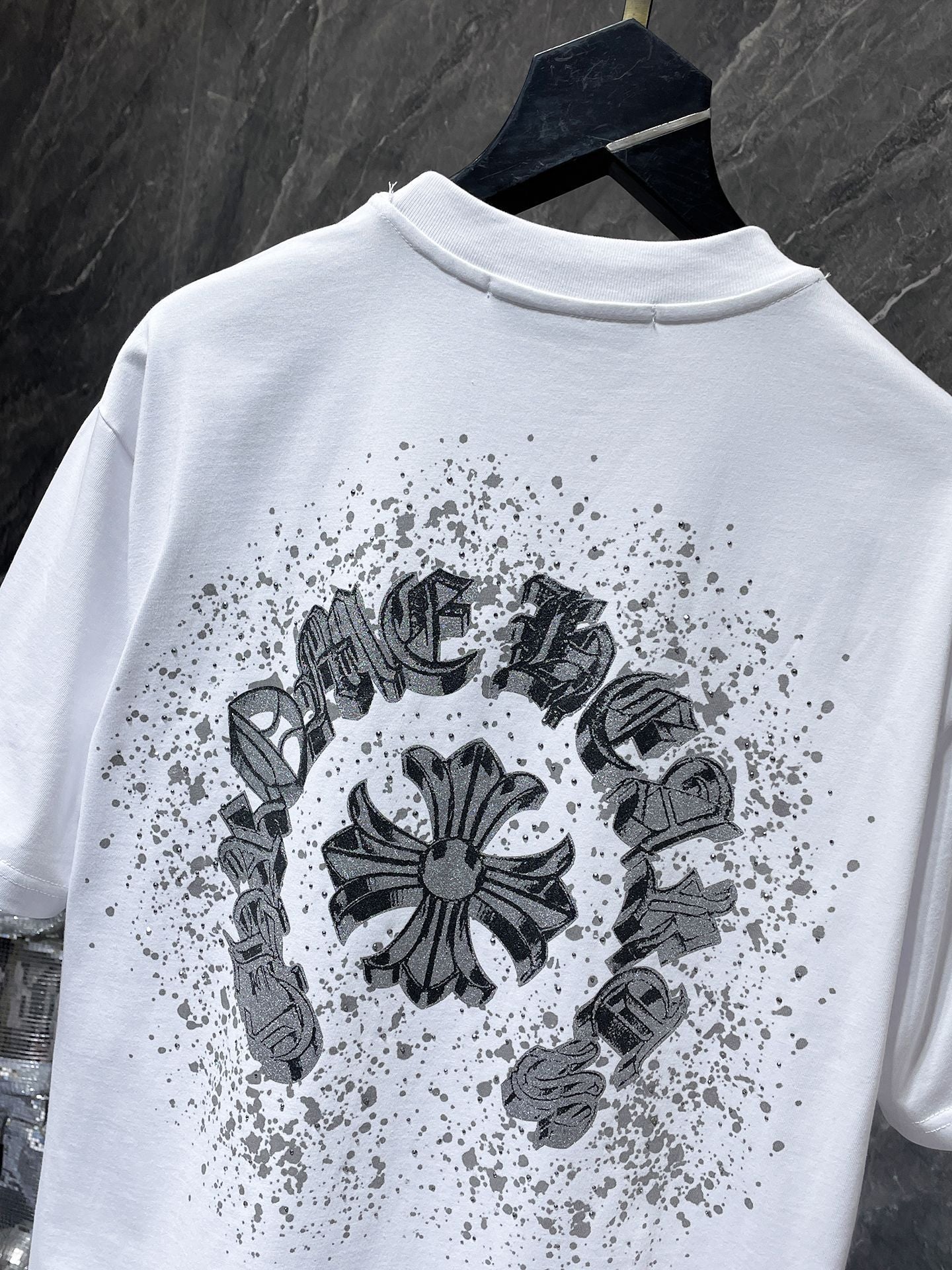 Chrome Hearts T-shirt Horseshoe Sanskrit Cross round Neck Short Sleeve