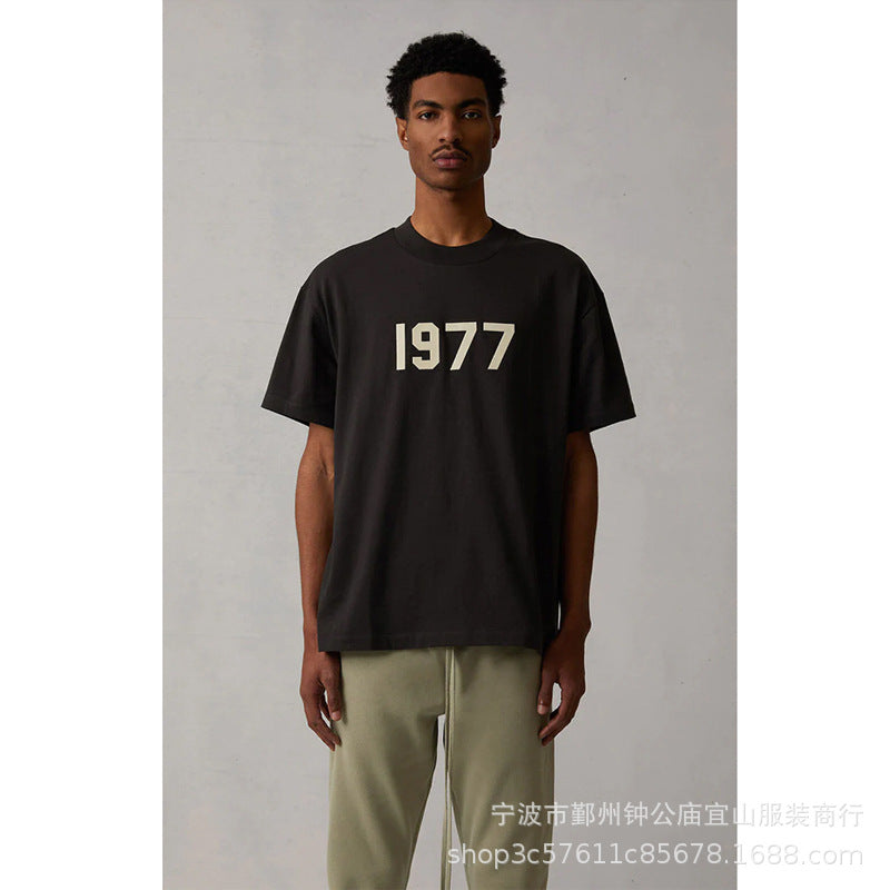 2022SS Short Sleeve T-Shirt 1977 Flocking Print ESSENTIALS Trendy Brand T-Shirt