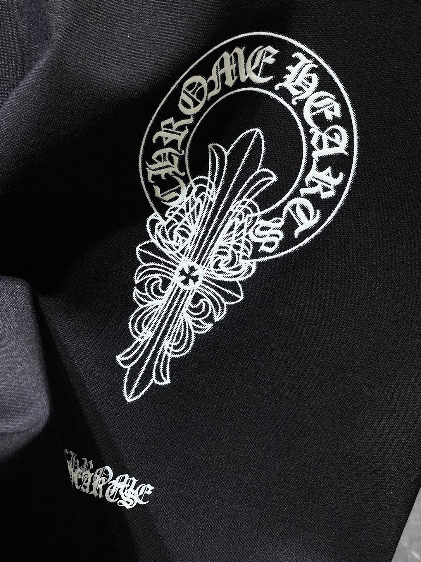 Chrome Hearts T-shirt Horseshoe Sanskrit Cross round Neck Short Sleeve