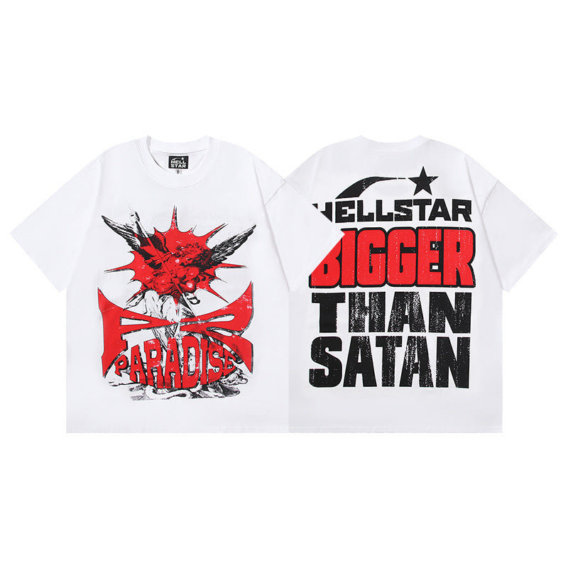 HS6008 High Street Hellstar Retro 100% Cotton Loose Short Sleeve T-shirt for Men and Women