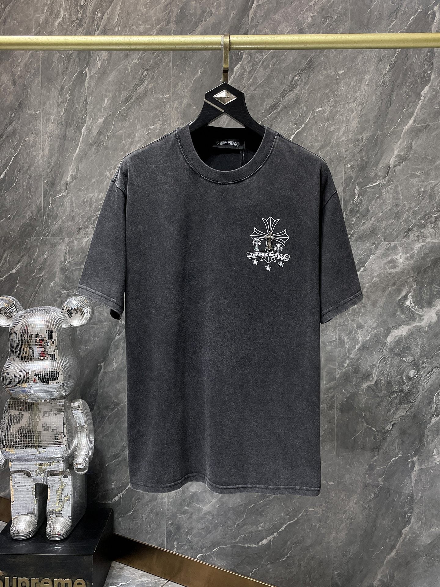 Chrome Hearts T-shirt Horseshoe Sanskrit Cross round Neck Short Sleeve