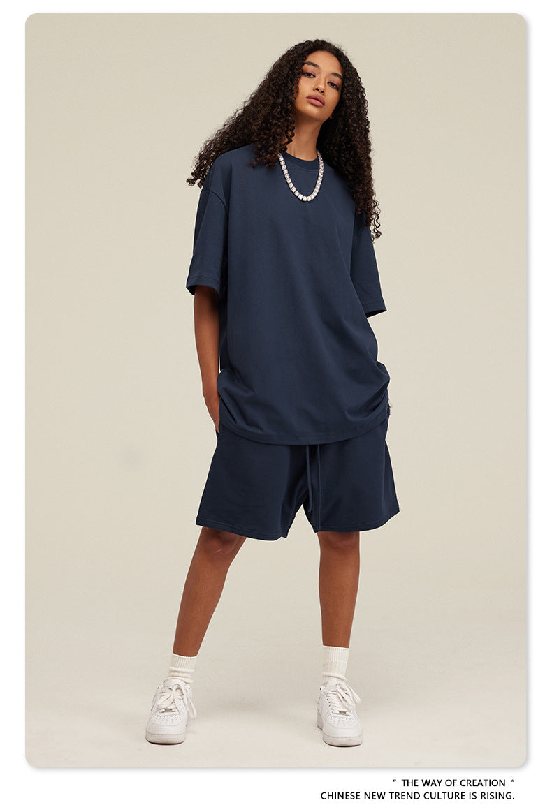 Be Men's 2024 Spring and Summer 305G Heavy T-shirt Men's American Cotton Fashion Brand Solid Color Short Sleeve Teen T-shirt