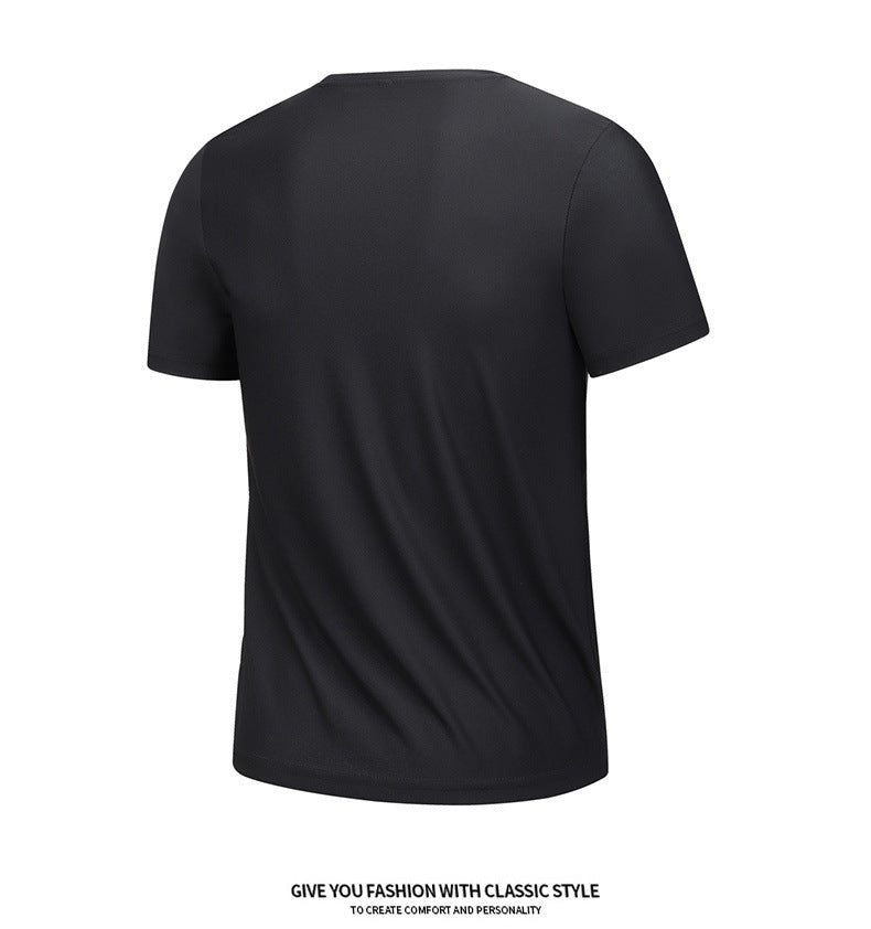 Ice silk short sleeve T T-shirt Men's Summer Loose round Neck Half Sleeve T T Shirt Top Breathable Quick-Drying Exercise Short Sleeves Men's Clothing
