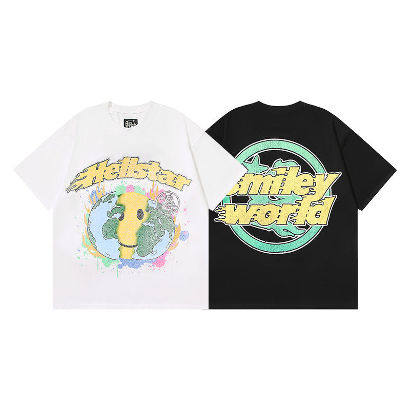 HS6008 High Street Hellstar Retro 100% Cotton Loose Short Sleeve T-shirt for Men and Women