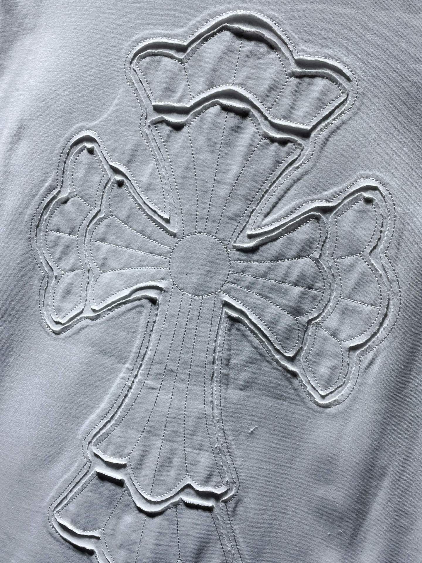 Chrome Hearts Embroidery Hollow Cross Double Yarn Short Sleeve T-shirt