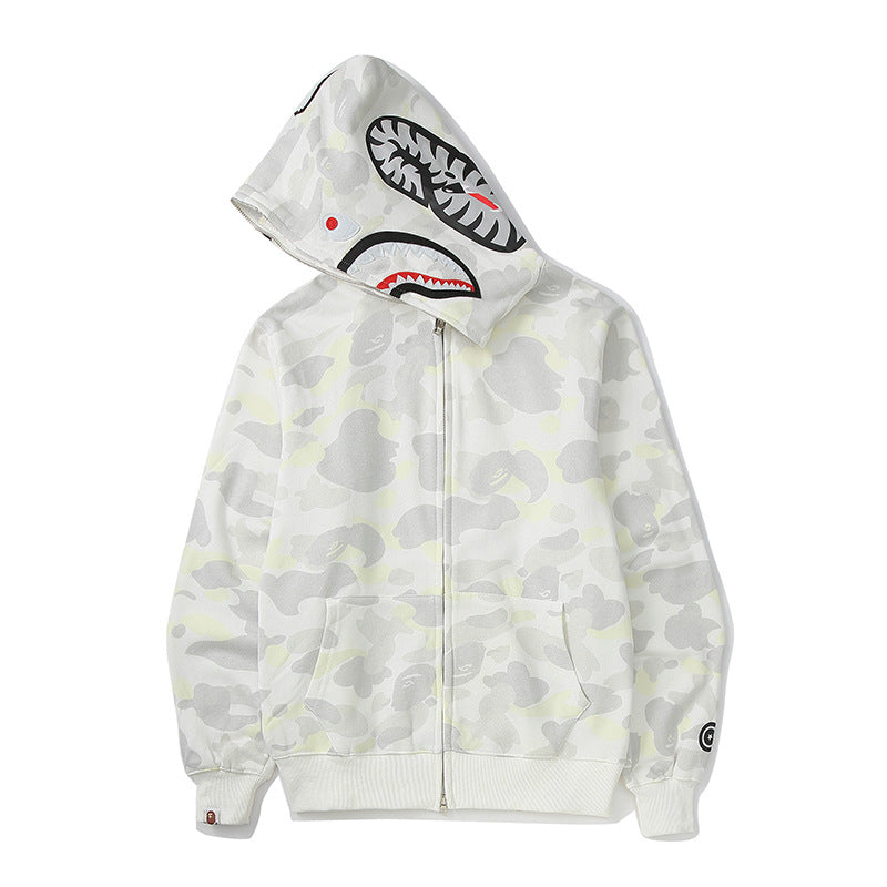 Bp5012 BAPE classic multi-color embroidery hooded cardigan