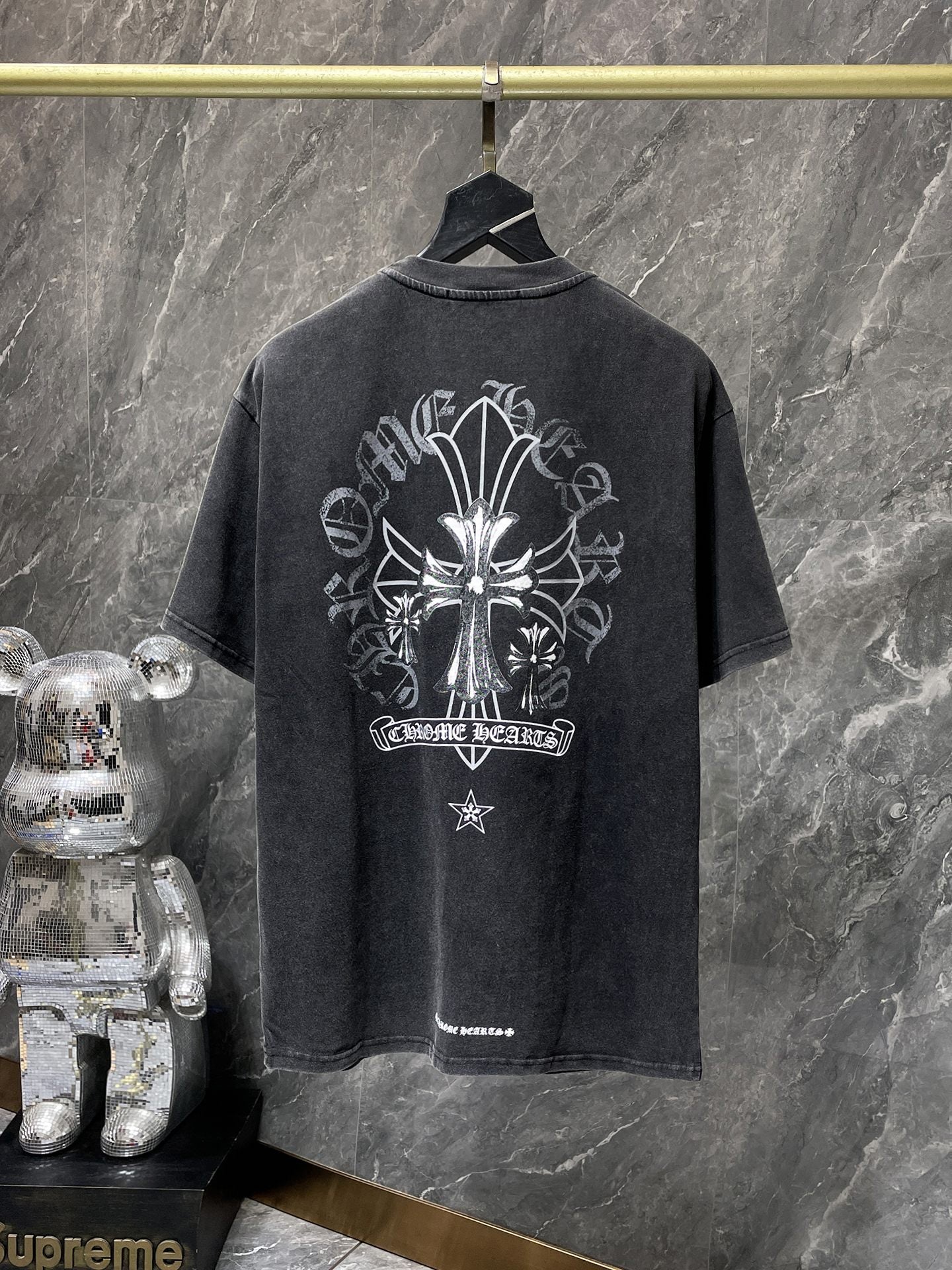 Chrome Hearts T-shirt Horseshoe Sanskrit Cross round Neck Short Sleeve