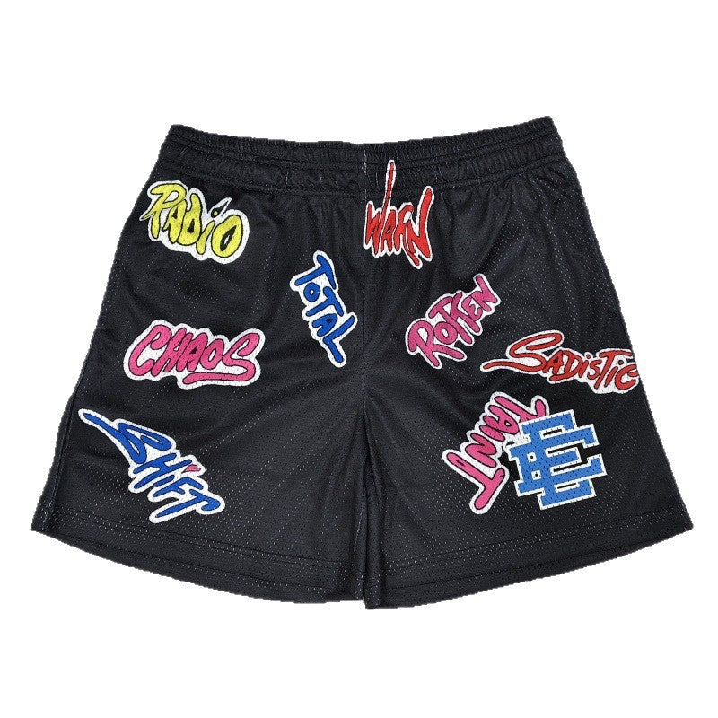 Eric Emanuel Black Graffiti Mesh Sports Shorts for Men