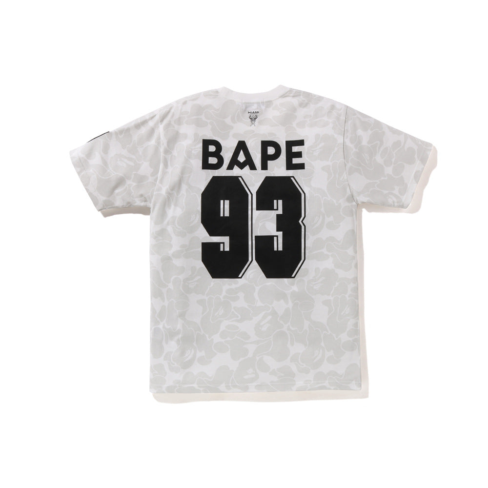 Bape Miami Short Sleeve Set 100% Cotton Round Embroidered Badge Unisex Loose T-Shirt