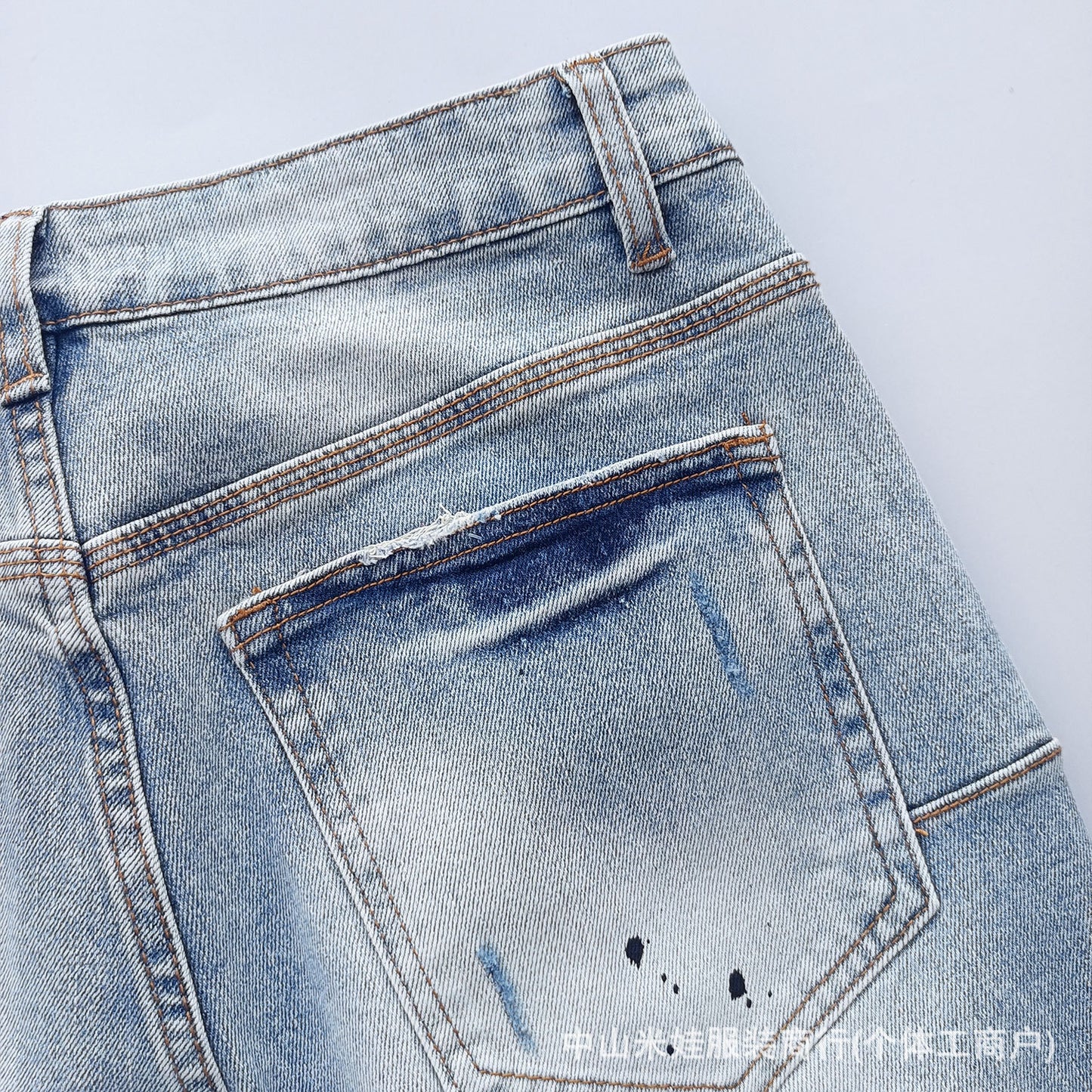 PP6606 PURPLE Jeans American Hip-Hop Ripped PB Ink Splash Jeans