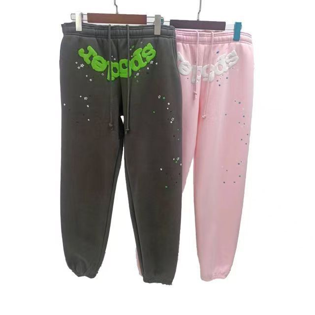420G Heavy Cotton Fleece-lined Thick Sp5der Trendy Sweatpants