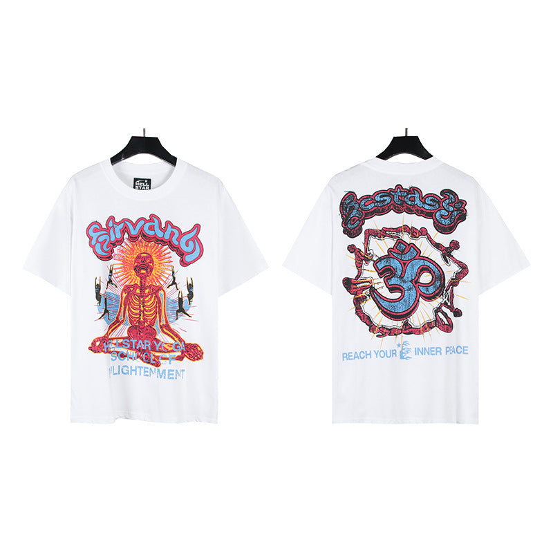 HS6008 High Street Hellstar Retro 100% Cotton Loose Short Sleeve T-shirt for Men and Women